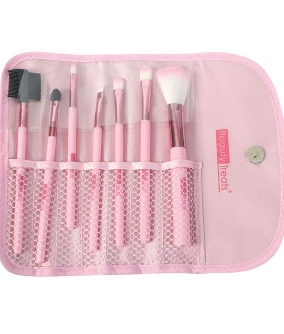 BEAUTY TREATS 7 PIECE BRUSH SET IN POUCH – ROSE GOLD