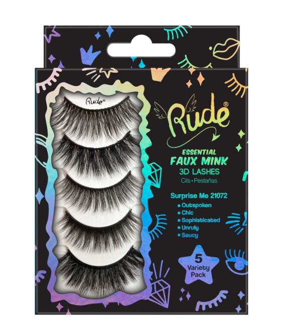 RUDE Essential Faux Mink 3D Lashes 5 Variety Pack – Surprise Me