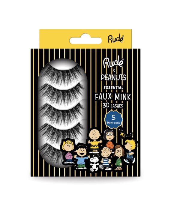 RUDE Peanuts Essential Faux Mink 3D Lashes – 5-pack