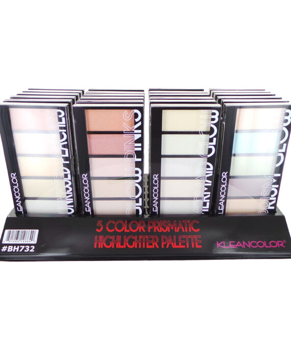 KLEANCOLOR 5 Color Prismatic Highlighter Palette Display Set, 24 Pieces