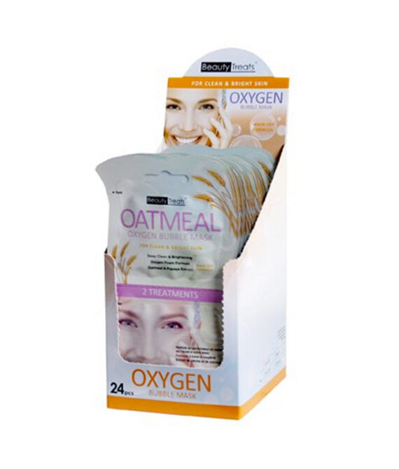 BEAUTY TREATS Oatmeal Oxygen Bubble Mask Display Set, 24 Pieces