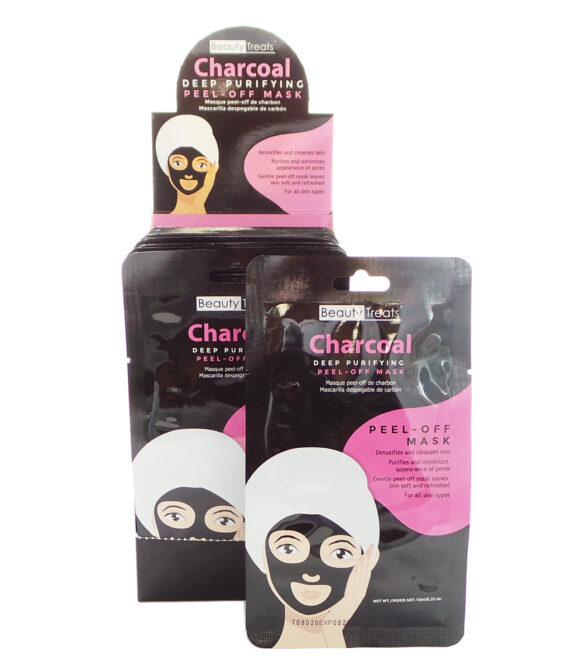 BEAUTY TREATS Deep Purifying Peel-Off Charcoal Mask Display Set, 24 Pieces