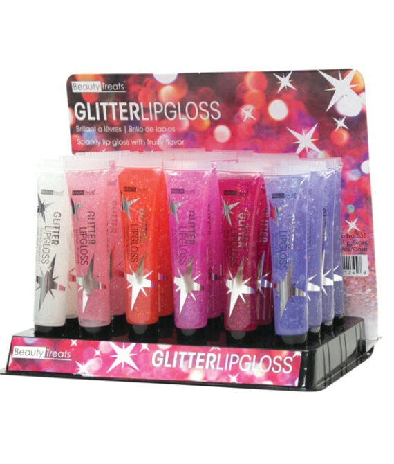 BEAUTY TREATS Glitter Lip Gloss Display Set, 24 Pieces