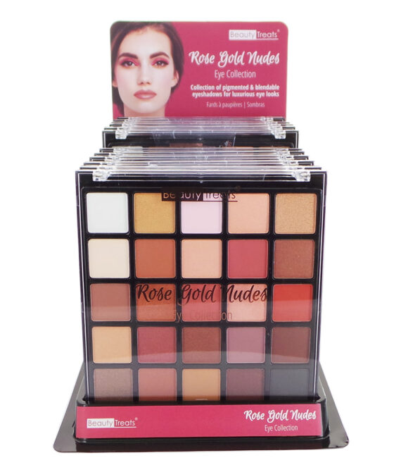 BEAUTY TREATS Rose Gold Nudes Eye Collection Palette Display Set, 12 Pieces