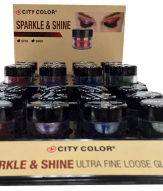 CITY COLOR Sparkle & Shine Loose Glitter Display Case Set 24 Pieces