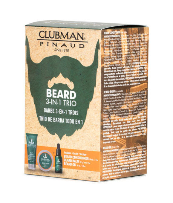 CLUBMAN Beard 3 in 1 Trio – Beard Balm, Oil and 2 in 1 Conditioner