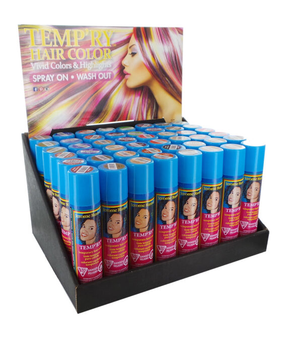 JEROME RUSSELL Temp’ry Hair Color Spray Display Set – 48 Pieces