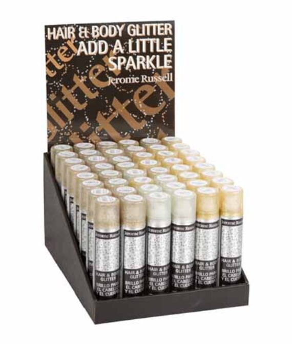 JEROME RUSSELL Tempr’y Hair & Body Glitter Spray Display Set – 48 Pieces