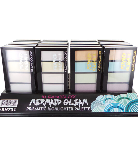 KLEANCOLOR Prismatic Highlighter Palette Mermaid Gleam Display Set, 24 Pieces