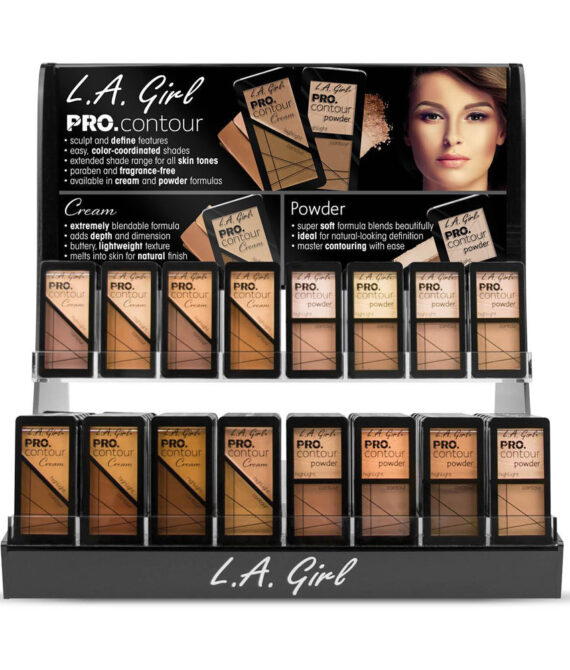 L.A. GIRL PRO Contour Cream/Powder Acrylic Display Set, 192 Pieces