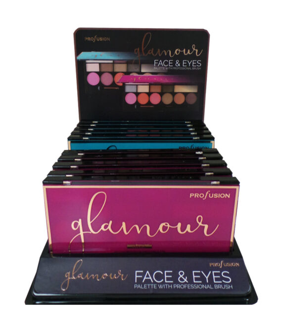 PROFUSION Glamour 16 Color Face & Eyes Palette Display Set, 10 pcs