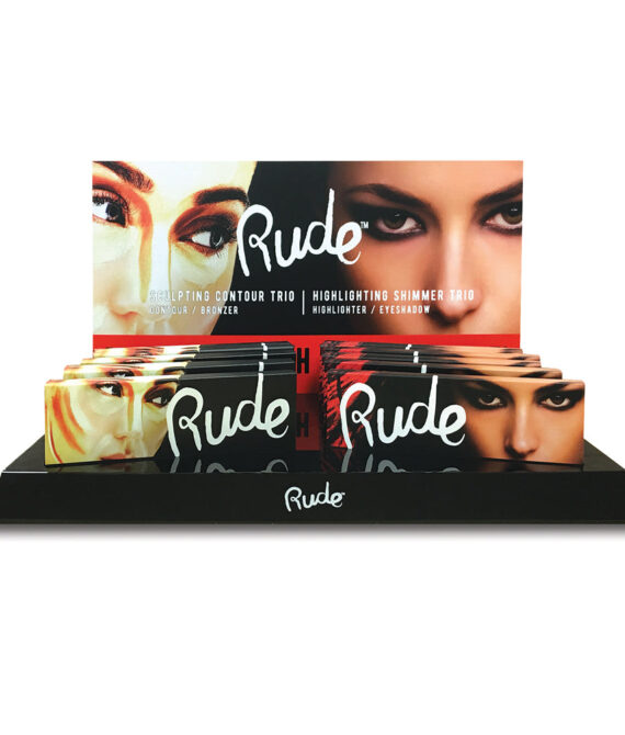 RUDE Highlighting Shimmer & Sculpting Contour Trio Acrylic Display Set, 24 Pieces