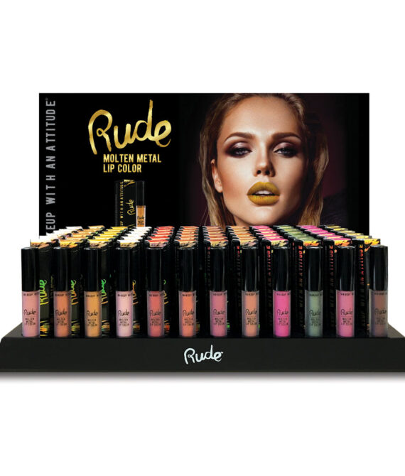 RUDE Molten Metal Lip Color Display Set, 144 Pieces + 12 Testers