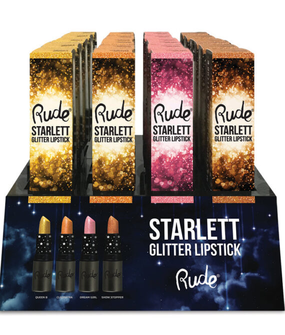 RUDE Starlett Lip Glitter Acrylic Display Set, 48 Pieces