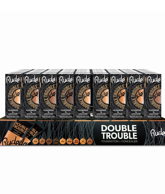 RUDE Double Trouble Foundation + Concealer Acrylic Display Set, 108 Pieces