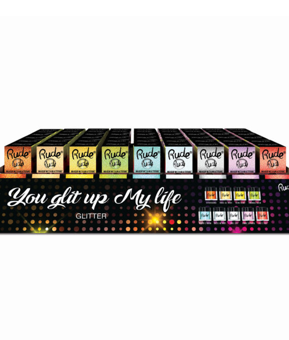 RUDE You Glit Up My Life Glitter Acrylic Display Set, 108 Pieces