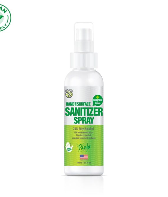 RUDE Peppermint Lemon Hand & Surface Sanitizer Spray 3.4 fl. oz / 100 mL