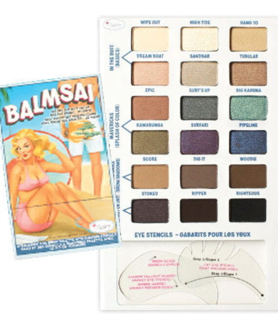 theBalm Balmsai Eyeshadow and Brow Palette with Shaping Stencils – 18 Colors