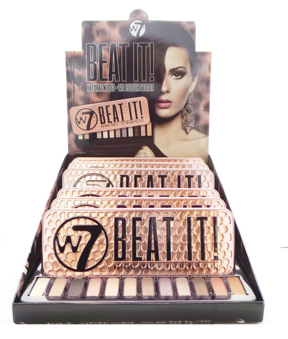 W7 BEAT IT Natural Nudes Eye Colour Palette Display Set, 6 Pieces plus Display Tester