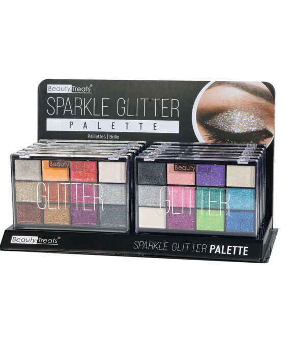 BEAUTY TREATS Sparkle Glitter Palette Display Case Set 12 Pieces