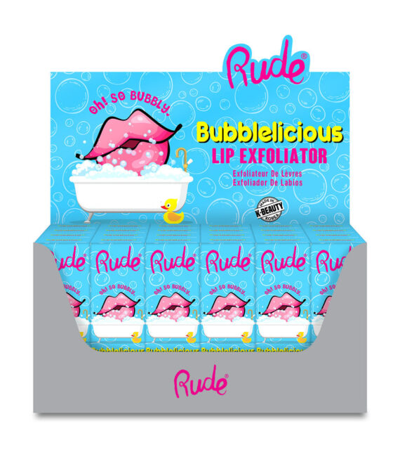 RUDE BUBBLELICIOUS Lip Exfoliator Display Set, 24 Pieces