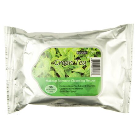 BEAUTY TREATS Makeup Remover Cleansing Tissues - Green Tea Display Set, 12 Pieces