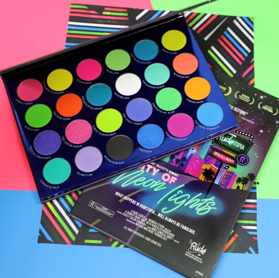 RUDE City of Neon Lights - 24 Vibrant Pigment & Eyeshadow Palette - Image 2