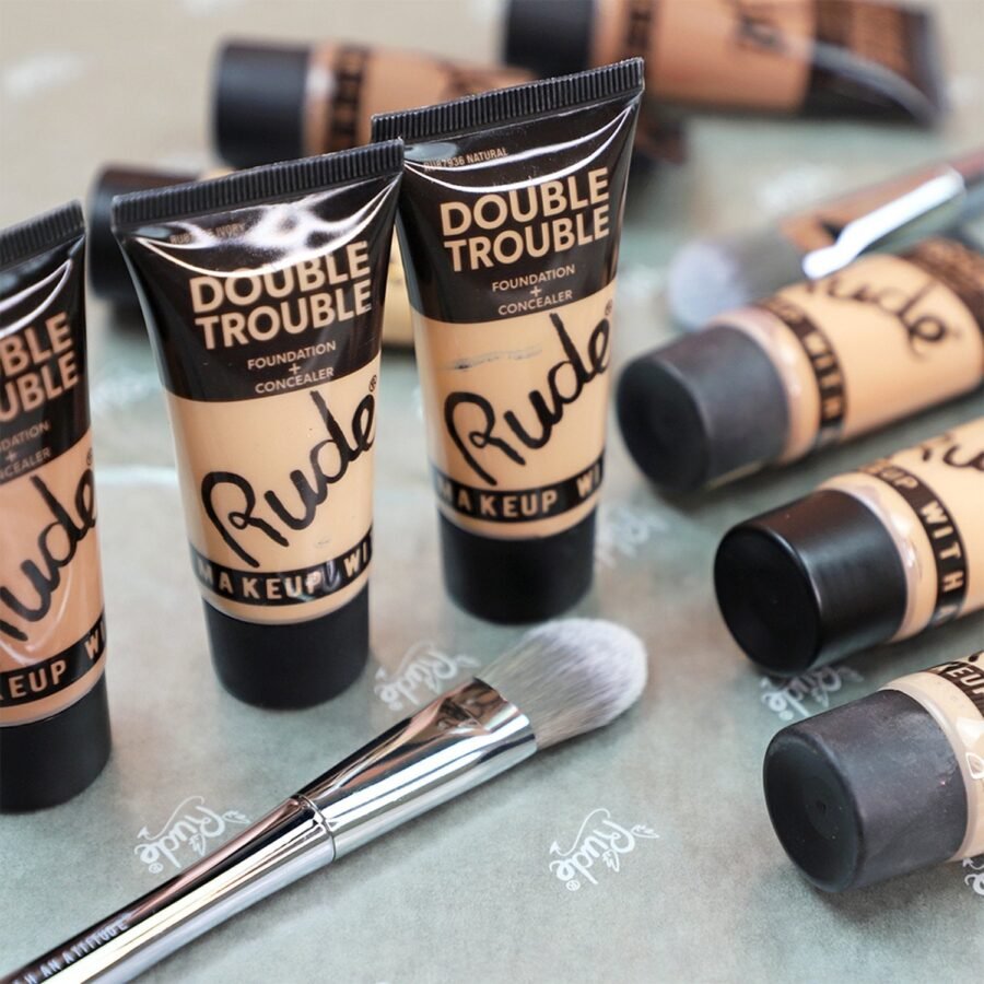 RUDE Double Trouble Foundation + Concealer Acrylic Display Set, 108 Pieces - Image 4