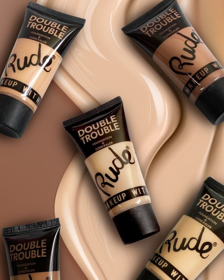 RUDE Double Trouble Foundation + Concealer Acrylic Display Set, 108 Pieces - Image 2