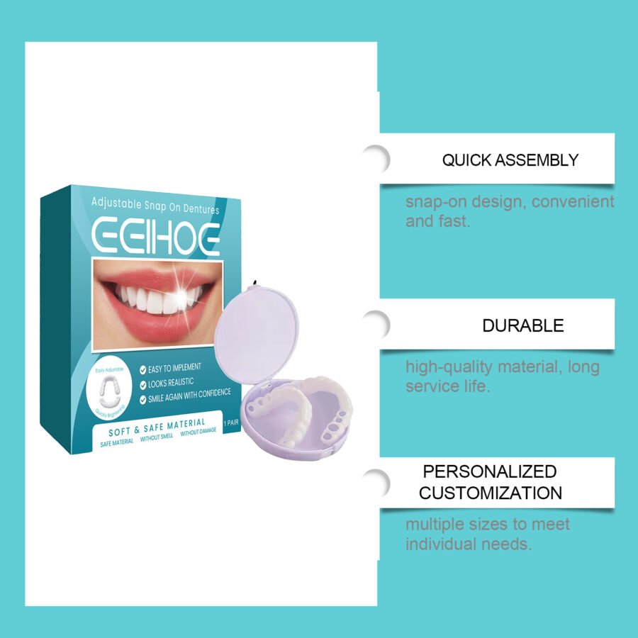 Temporary Teeth Perfect Cover,Adjustable Snap On,Moldable False Teeth For Beautiful Smile,Nature And Comfortable