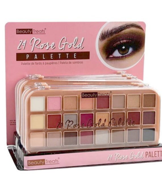 BEAUTY TREATS 24 Rose Gold Palette Display Case Set 12 Pieces