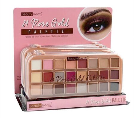 BEAUTY TREATS 24 Rose Gold Palette Display Case Set 12 Pieces