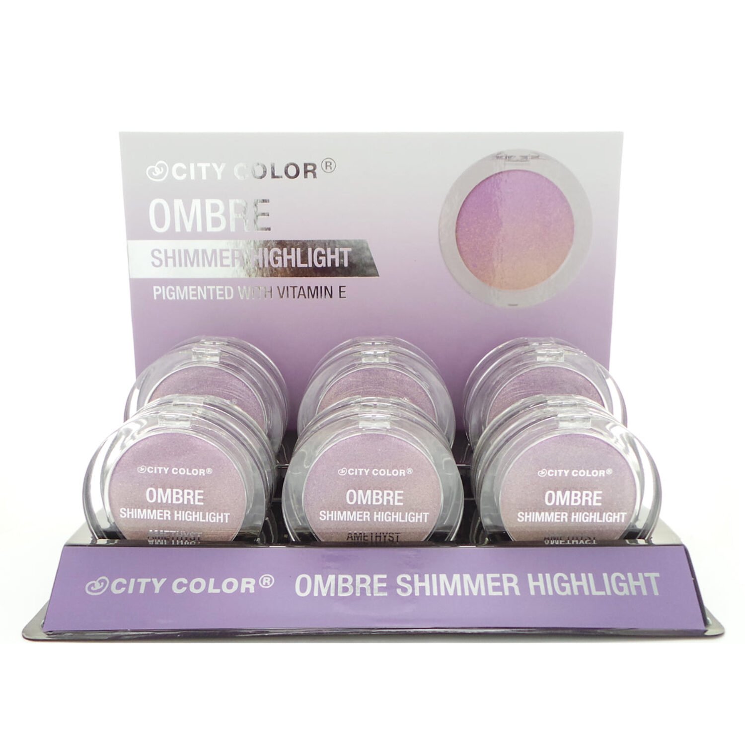 CITY COLOR Shimmer Ombre Highlight  – Amethyst Display Set, 12 Pieces