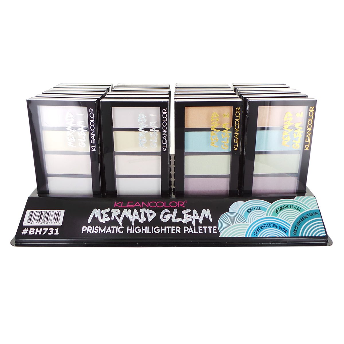 KCBH731-X-1.jpg KLEANCOLOR Prismatic Highlighter Palette Mermaid Gleam Display Set, 24 Pieces