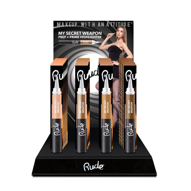 MYSECRETWEAPON-X48-1.jpg RUDE My Secret Weapon Prep / Prime Highlighter Acrylic Display Set, 48 Pieces + 4 Testers