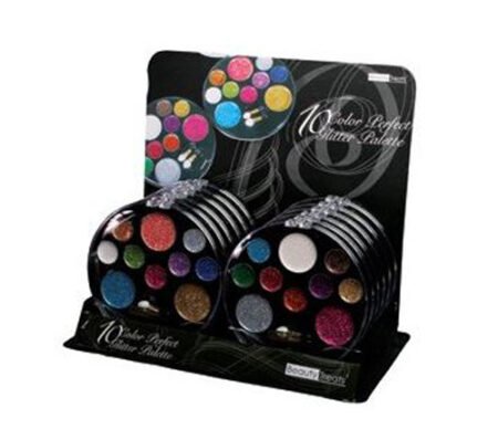 BEAUTY TREATS 10 Color Perfect Glitter Palette Display Case Set 12 Pieces