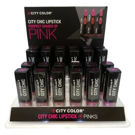 CITY COLOR City Chic Lipstick Pinks DISPLAY CASE 24 Pices – L0008B