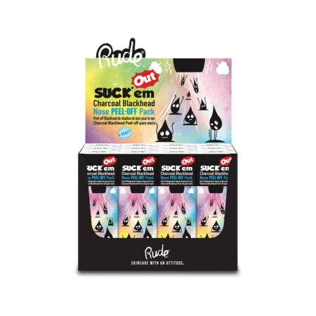 RUDE Suck’em Out Charcoal Blackhead Nose Peel-off Pack Display Set, 12 Pieces