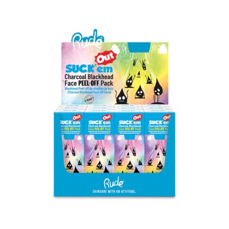 RUDE Suck’em Out Charcoal Blackhead Face Peel-off Pack Display Set, 12 Pieces