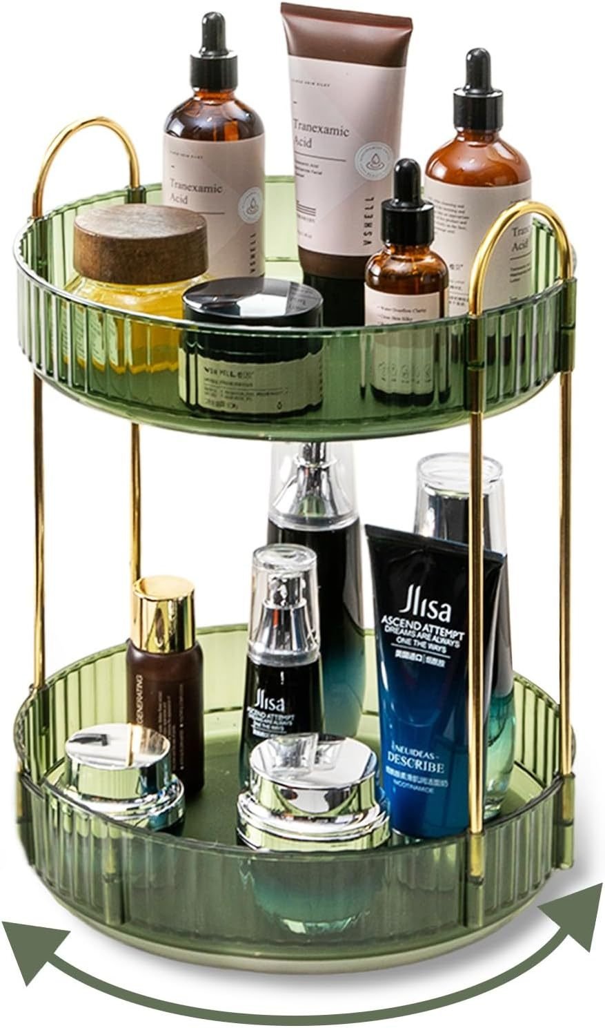 360 Rotating Makeup Organizer – 3-Size Spinning Cosmetic & Skincare Holder For Vanity Countertop 3 Colors