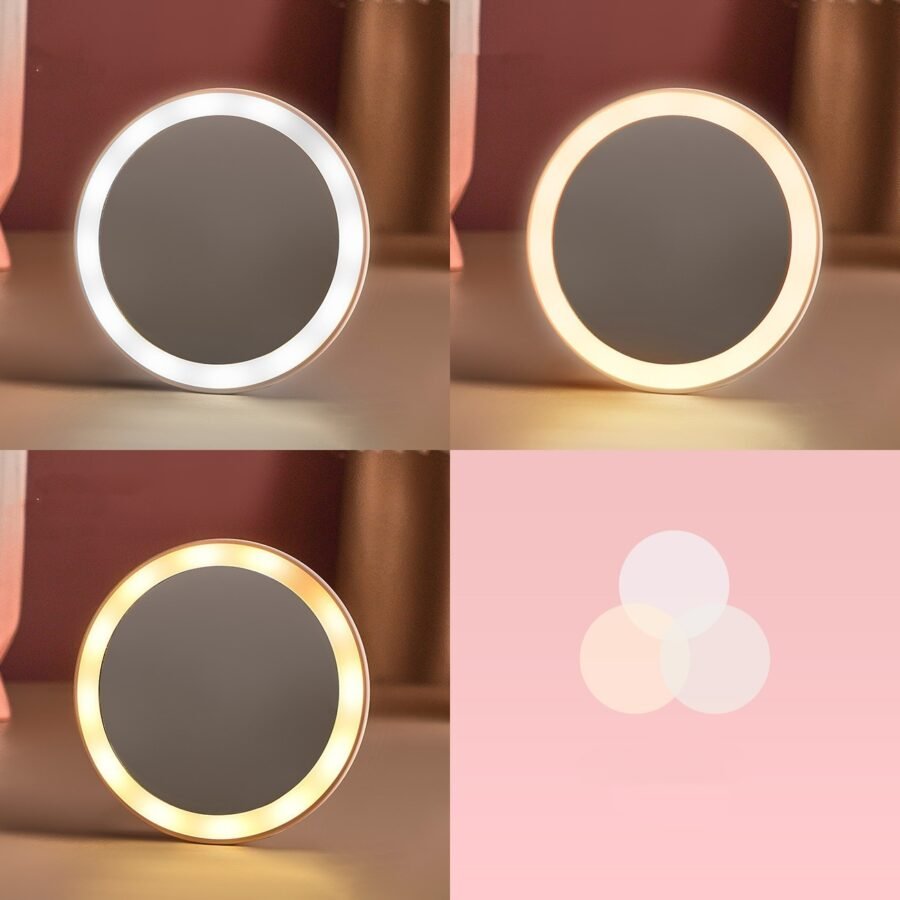 Portable Luminous Three-color Dimming Cosmetic Mirror