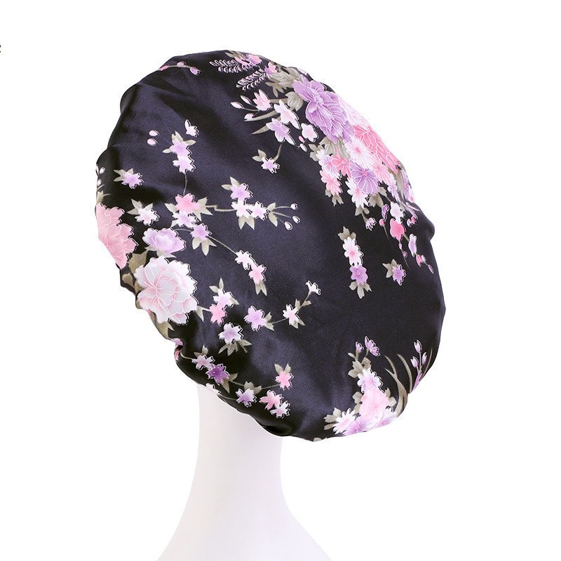 Satin Hair Bonnet for Sleeping Wide Band Floral Night Cap