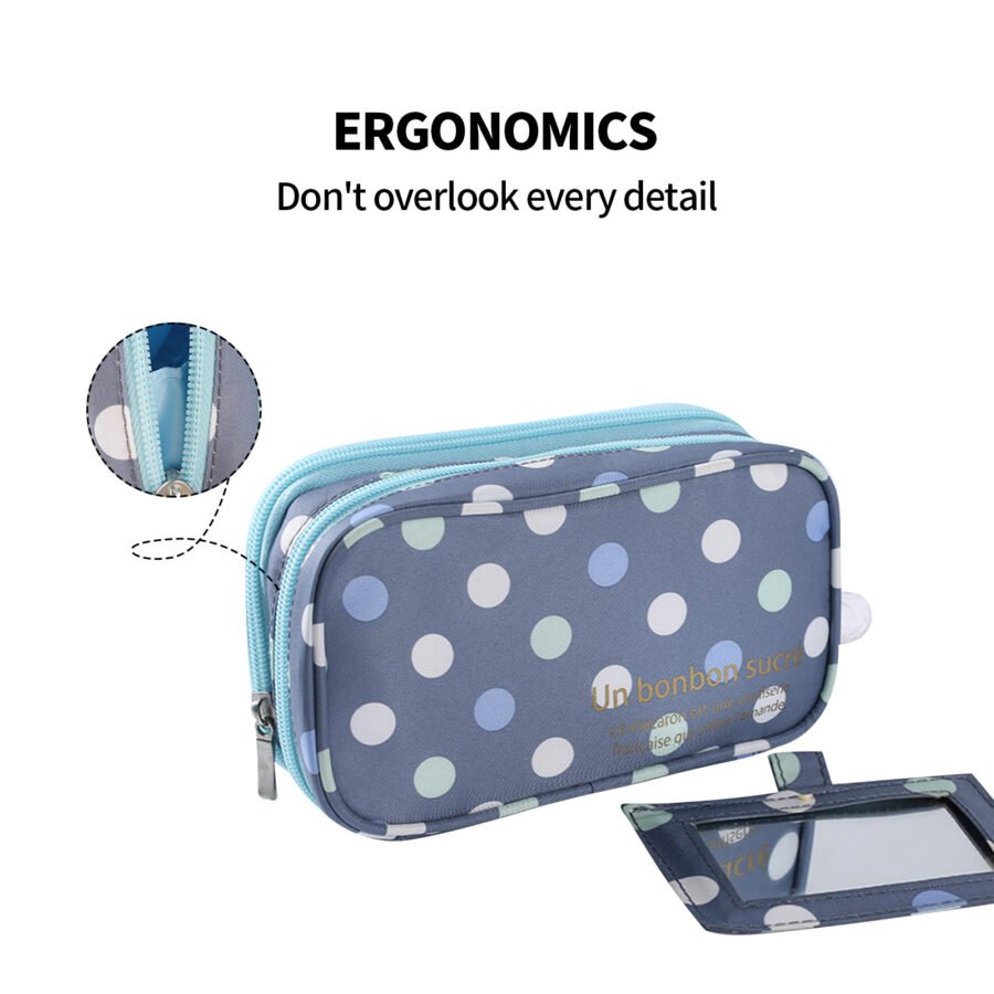 2 Layer Makeup Bag W  Mirror Travel Cosmetic Bag Organizer Brush Slots Portable