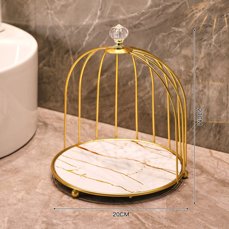 Bathroom Bird Cage Organizer  Makeup And Skincare Storage Shelf For Vanity Countertop, Multi Tier Metal Cosmetic Display Stand For Bathroom, Toilet, Washroom Vintage Elegant Style