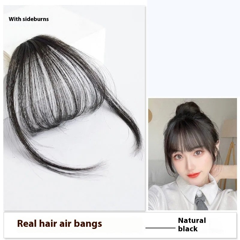 European And American Real Hair Bangs Wig Set Clip-in Bang Women’s Natural Light