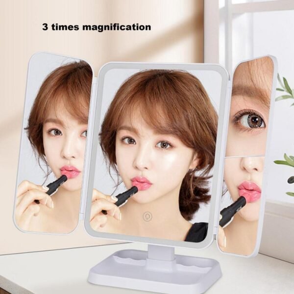 Household Fashion Led Three-fold Cosmetic Mirror
