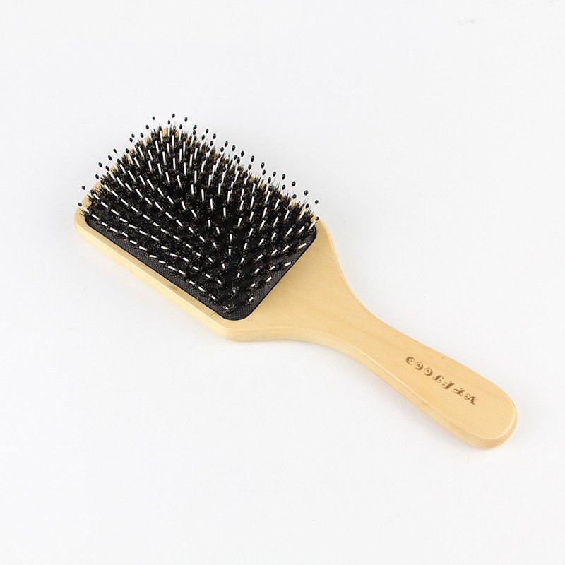 Boar Bristle Airbag Comb Bamboo Wood Massage - Image 4