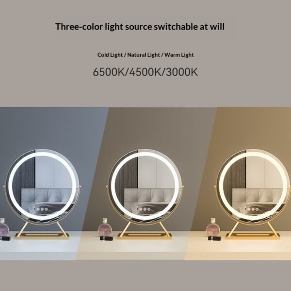 Round Cosmetic Mirror With Lamp