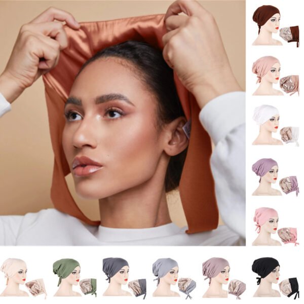 Women's Multicolor Satin Drawstring Sleeve Cap
