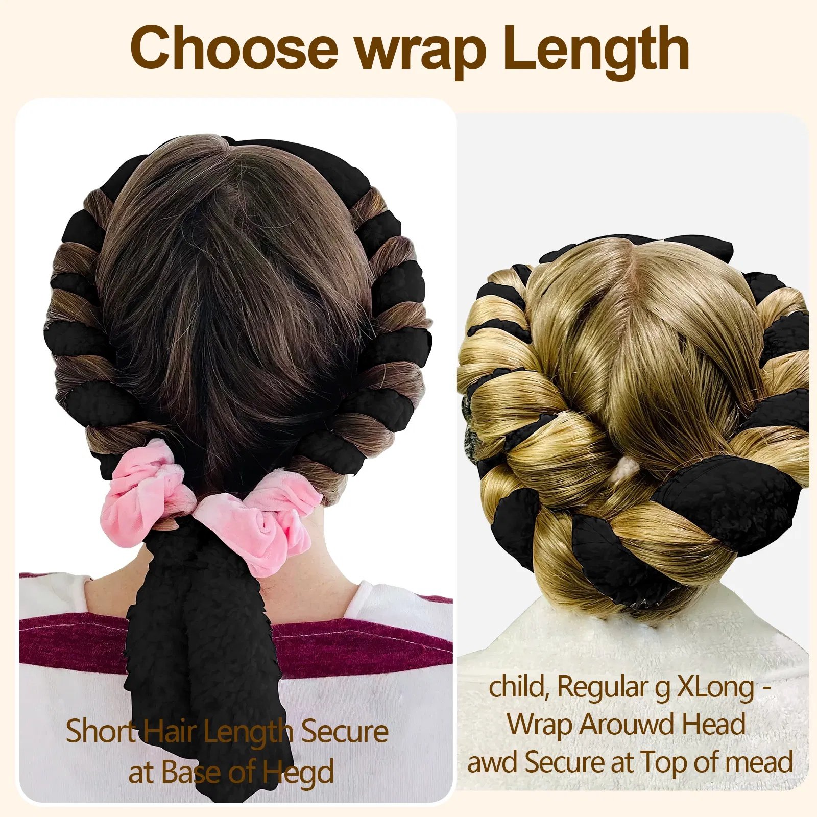 Satin Heatless Hair Curler, Lazy Natural Soft Wave DIY Heatless Curls For Sleep In Overnight, For All Hair Types – Black